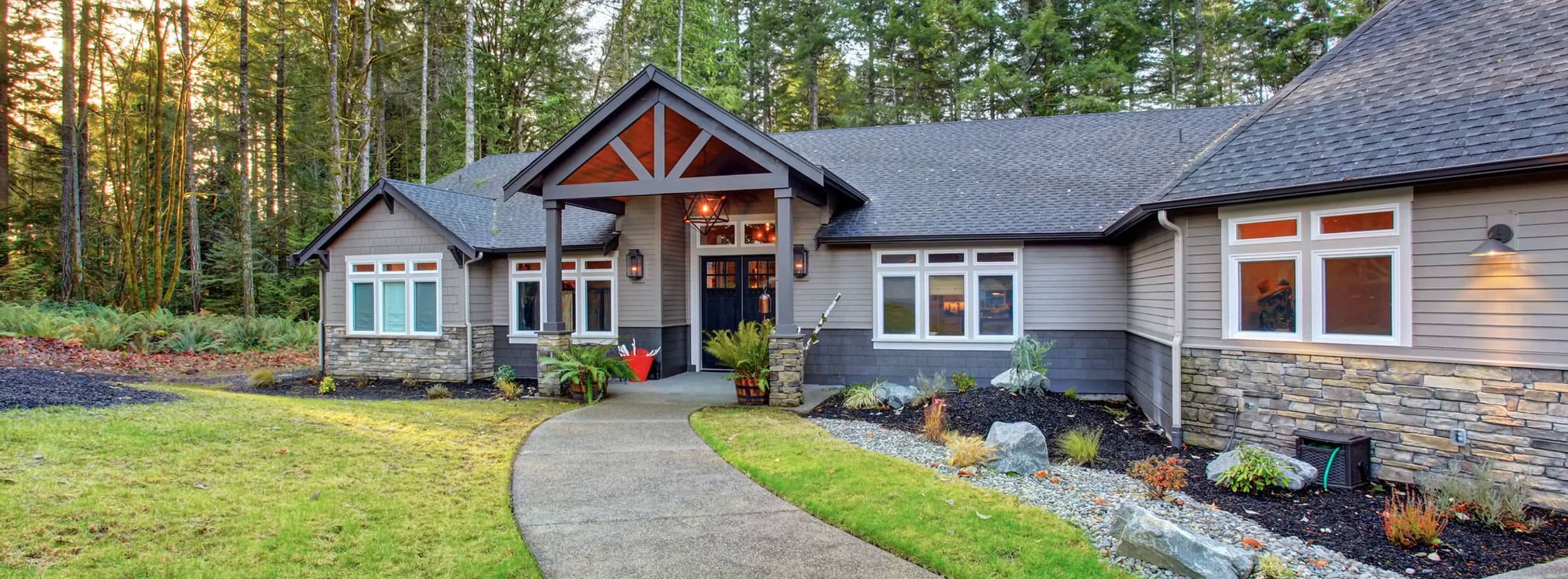 fancy house outside with pathway